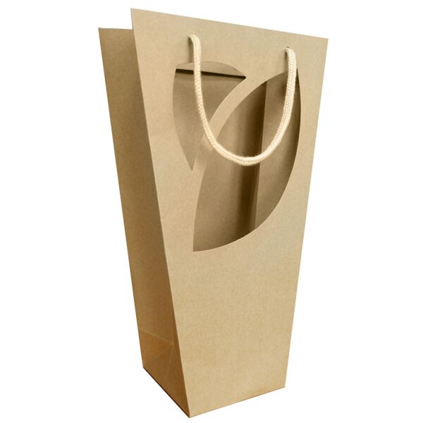 Sac en carton Bohème avec grande ouverture et poignées en coton 110 x 110 x 350 mm  naturel