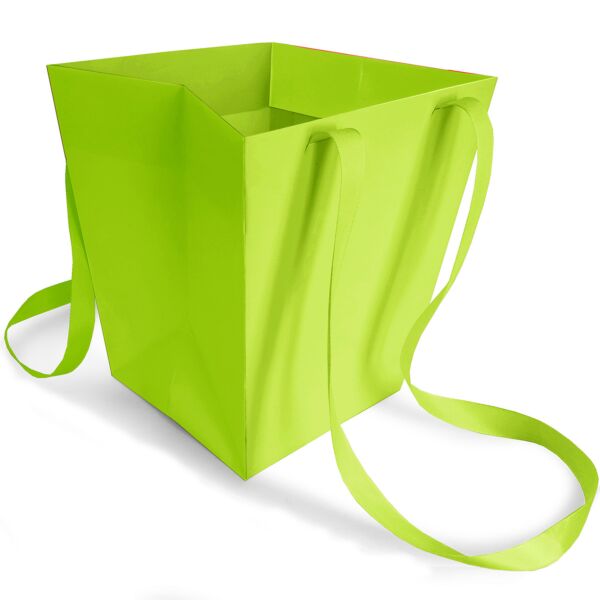 Elegant cardboard bag with ribbon handles b:125 B:163 H:181 mm vert