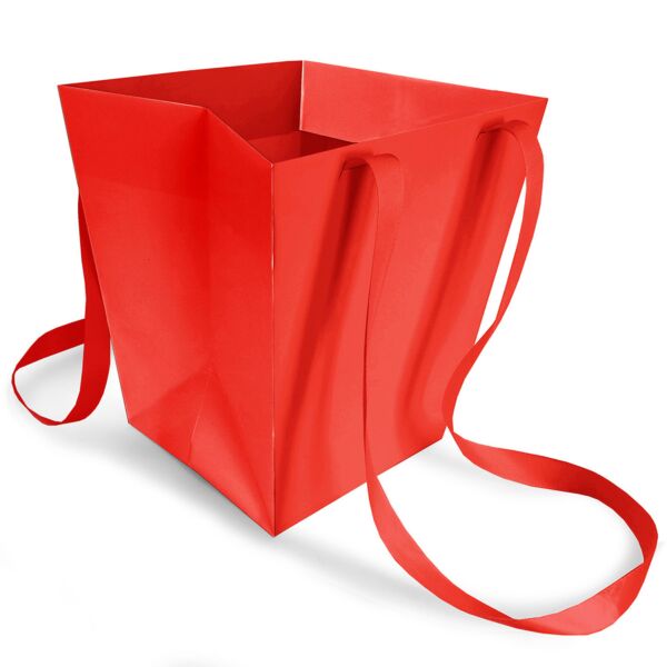 Sac en carton Elégant avec poignées ruban b:125 B:163 H:181 mm rouge