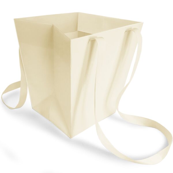 Sac en carton Elégant avec poignées ruban b:125 B:163 H:181 mm beige