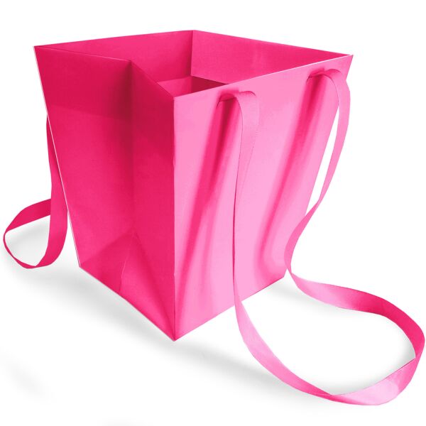 Sac en carton Elégant avec poignées ruban b:125 B:163 H:181 mm rose