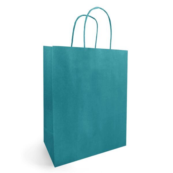 Sac kraft à poignées torsadées pour le transport 230 + 120 x 300 mm bleu Blanc