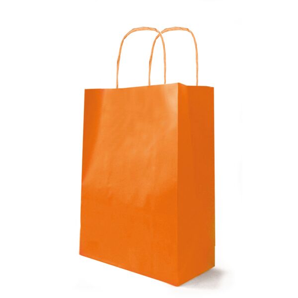 Sac kraft à poignées torsadées pour le transport 180 + 80 x 220 mm orange Blanc
