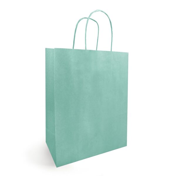 Sac kraft à poignées torsadées pour le transport 180 + 80 x 220 mm vert Blanc