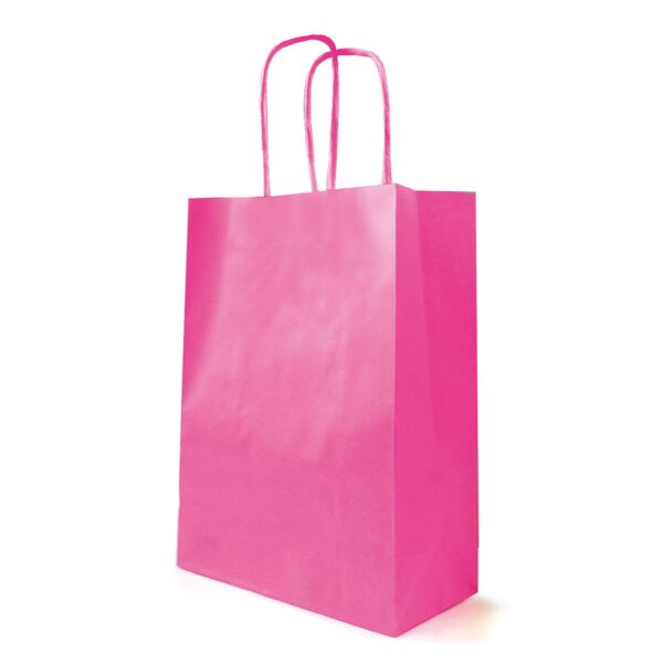 Kraft bag with twisted handles for transport 230 + 120 x 300 mm rose Blanc
