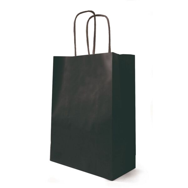 Sac kraft à poignées torsadées pour le transport 180 + 80 x 220 mm noir Blanc