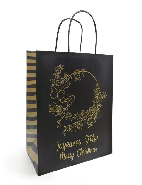 Sac kraft Couronne 180 + 80 x 220 mm noir