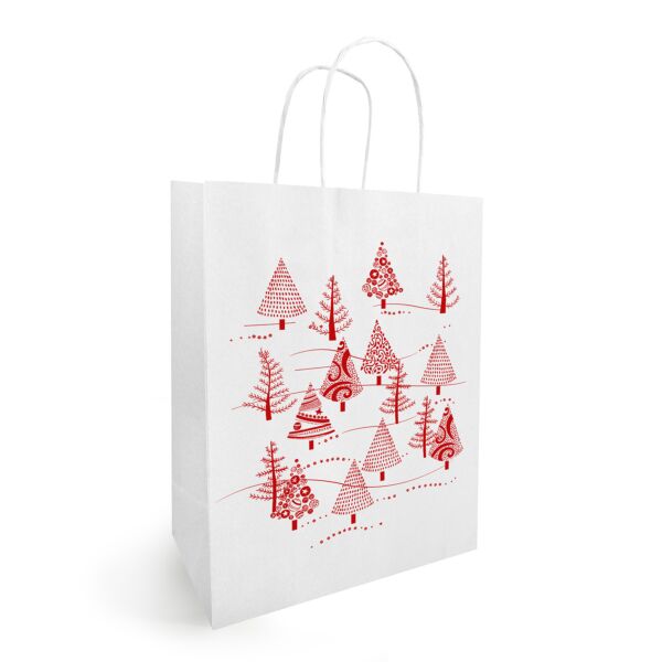 Sac Kraft Isidore avec poignées torsadées 190 + 80 x 210 mm rouge