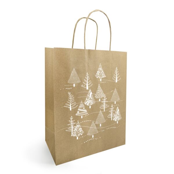 Sac Kraft Isidore avec poignées torsadées 180 + 80 x 220 mm blanc