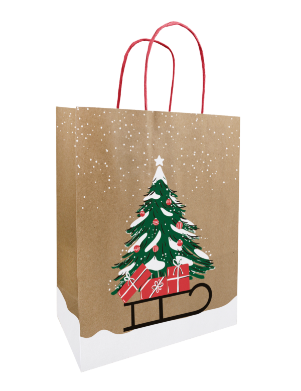 Kraft bag twisted handles - Pinora 340 + 140 x 395 mm rouge