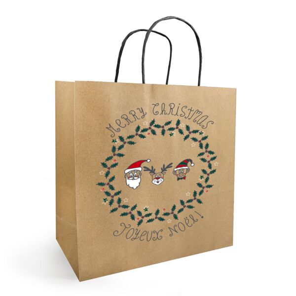 Sacs Kraft Santa 230 + 120 x 300 mm rouge