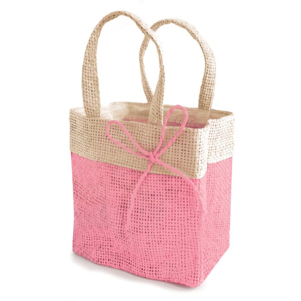 Sac éco-responsable Fidji avec noeud à partir de fibres de bois 80 x 130 x 120 mm rose