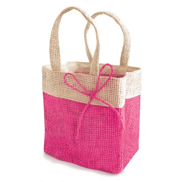 Sac éco-responsable Fidji avec noeud à partir de fibres de bois 100 x 160 x 160 mm rose