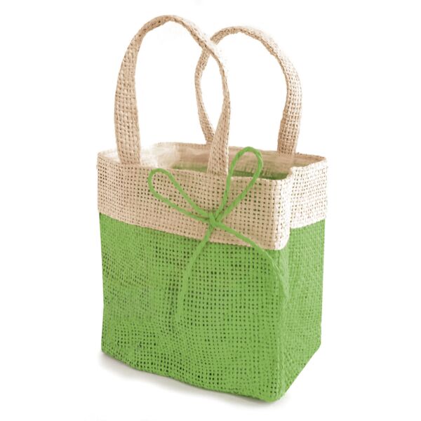 Fiji eco-responsible bag with knot made from wood fiber 80 x 130 x 120 mm vert