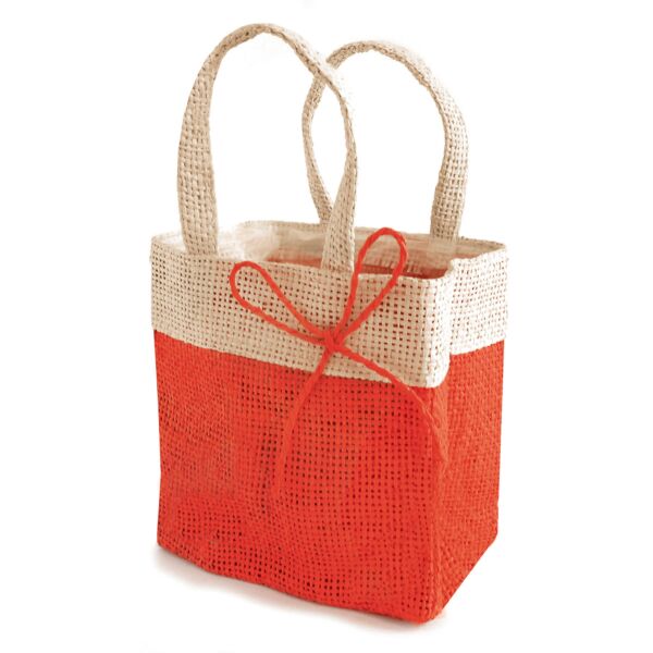 Sac éco-responsable Fidji avec noeud à partir de fibres de bois 100 x 160 x 160 mm rouge