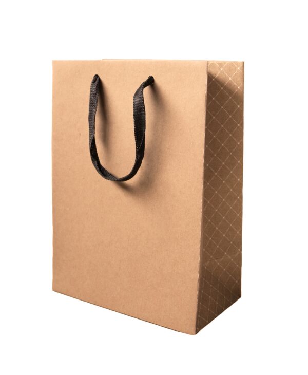 Sac en carton Luxe avec poignées plates 180 + 100 x 230 mm naturel