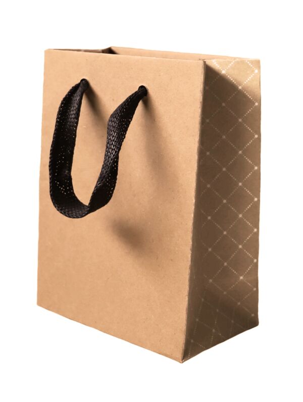 Cardboard bag Luxe with flat handles 115 + 65 x 150 mm naturel