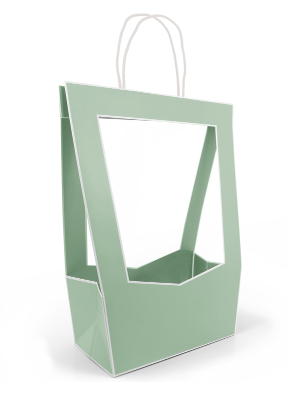 See-through cardboard bag Médaillon 118 x 120 x 350 mm vert
