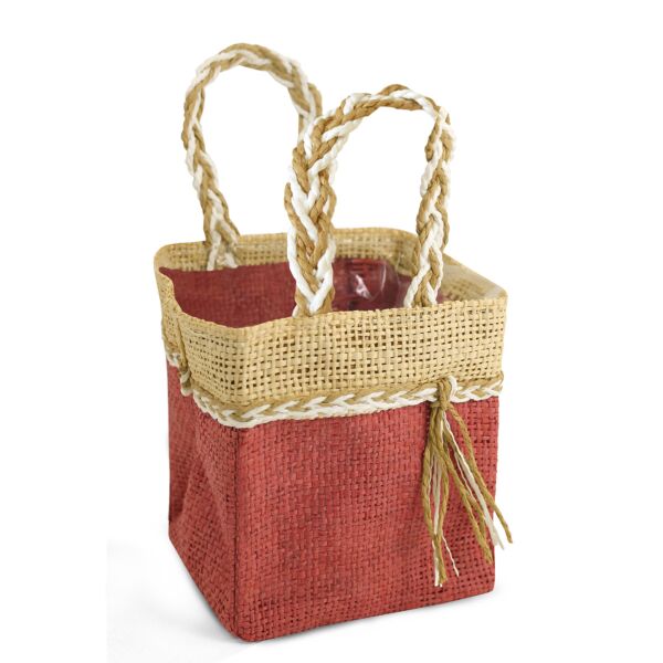 Moorea eco-responsible, water-resistant bag with braided handles 110 x 110 x 125 mm rose
