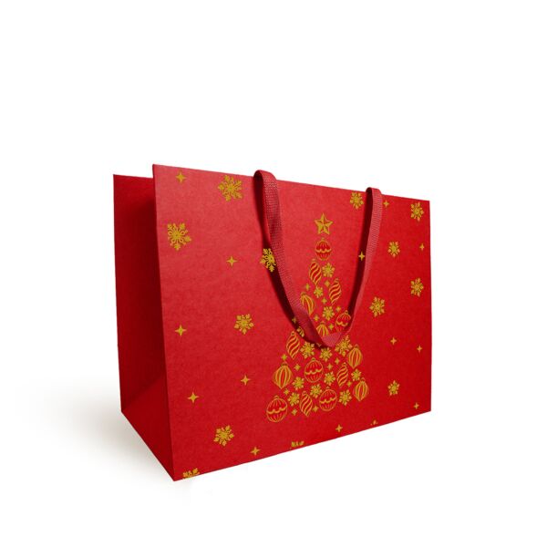 Sac en carton Luxe avec poignées plates 200 + 100 x 170 mm rouge