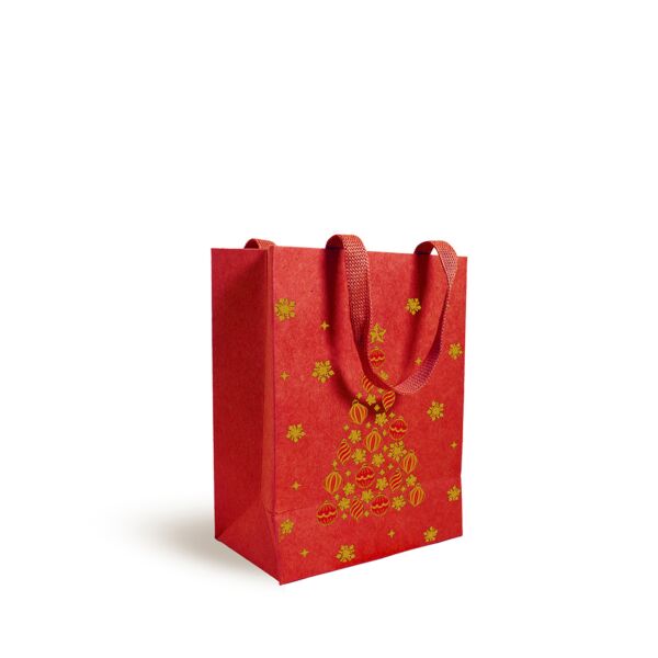 Sac en carton Luxe avec poignées plates 180 + 100 x 230 mm rouge