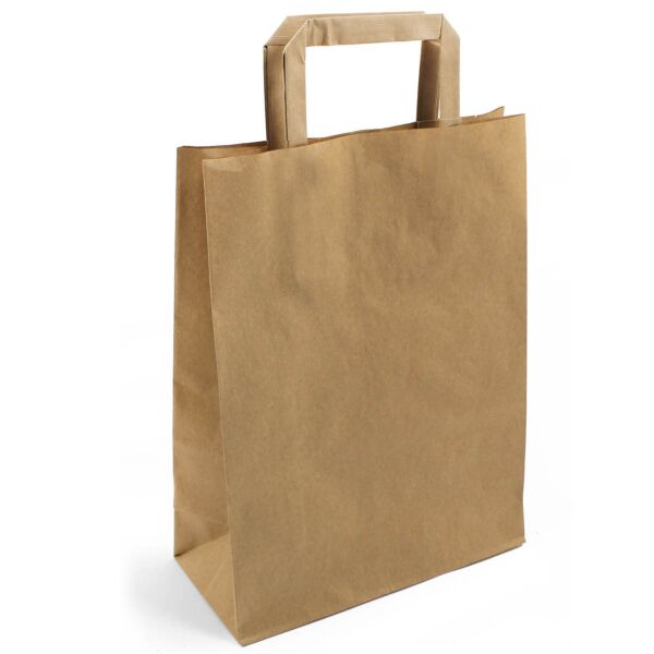 Sac kraft alimentaire naturel et blanchi à poignées plates 100 x 220 x 280 mm naturel 250 emballé