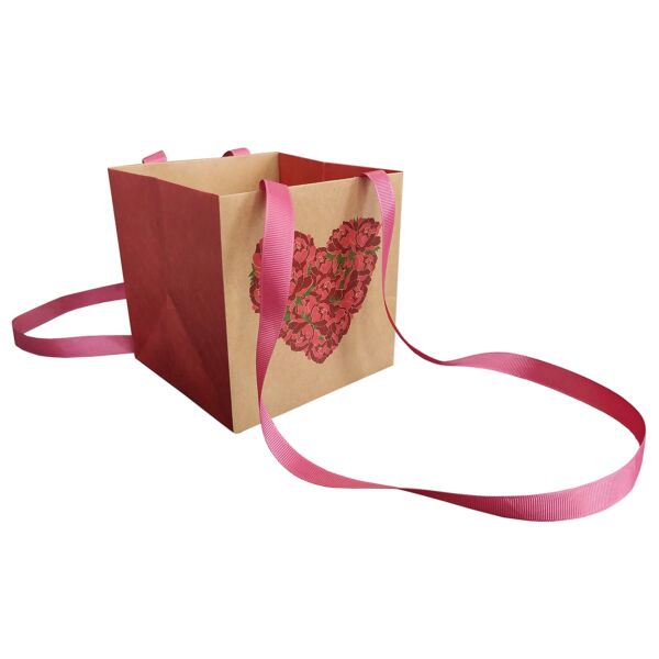 Sac carré en carton Majectic avec poignées ruban 130 x 130 x 130 mm multicouleur