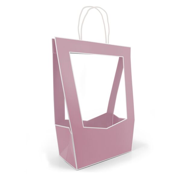 Sac en carton avec ouverture transparente Médaillon 140 x 230 x 380 mm violet