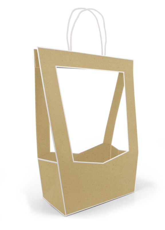 Sac en carton avec ouverture transparente Médaillon 300 x 300 x 400 mm naturel