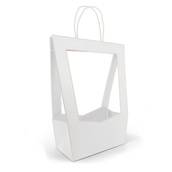 Sac cartonn m daillon avec grande ouverture et poign es torsad es 160 x 300 x 500 mm blanc