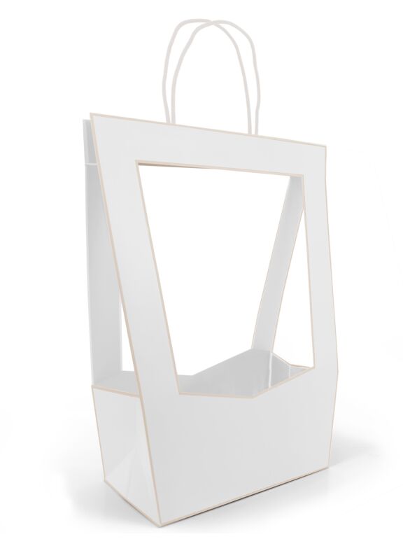 Sac en carton avec ouverture transparente Médaillon 300 x 300 x 400 mm blanc