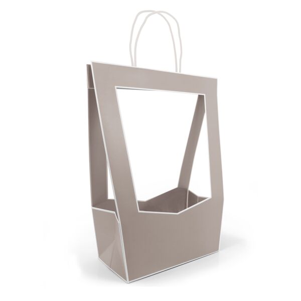 See-through cardboard bag Médaillon 140 x 230 x 380 mm gris