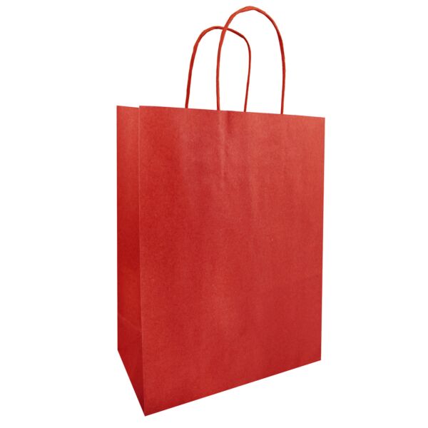Sac kraft à poignées torsadées pour le transport 340 + 140 x 395 mm rouge Naturel