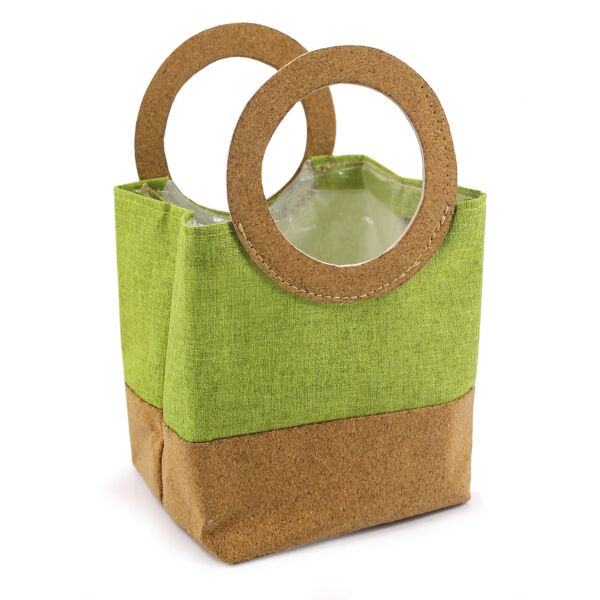 Seaside eco-responsible, water-resistant bag with round handles 140 x 140 x 235 mm vert