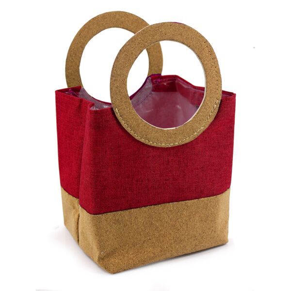 Seaside eco-responsible, water-resistant bag with round handles 140 x 140 x 235 mm rouge